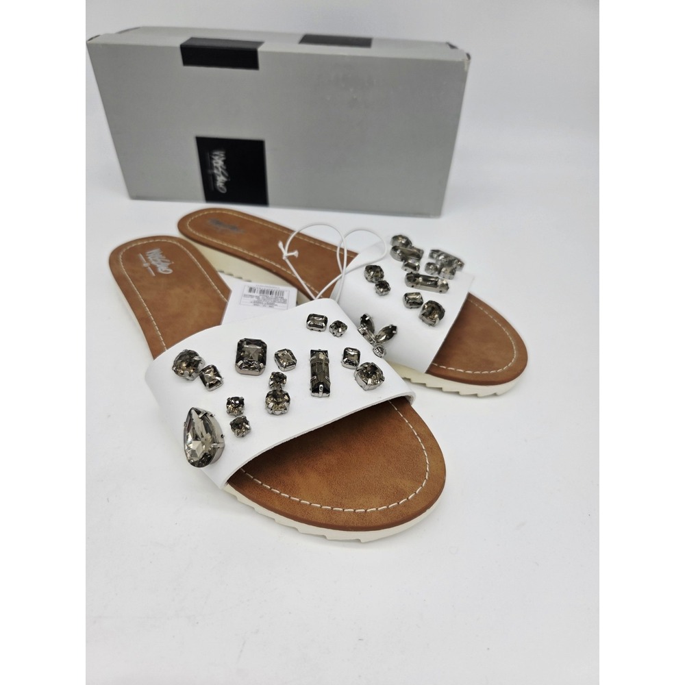 Mossimo Supply Co. Bling Beaded Size 11 Slide Slip-On Sandals Women NEW White